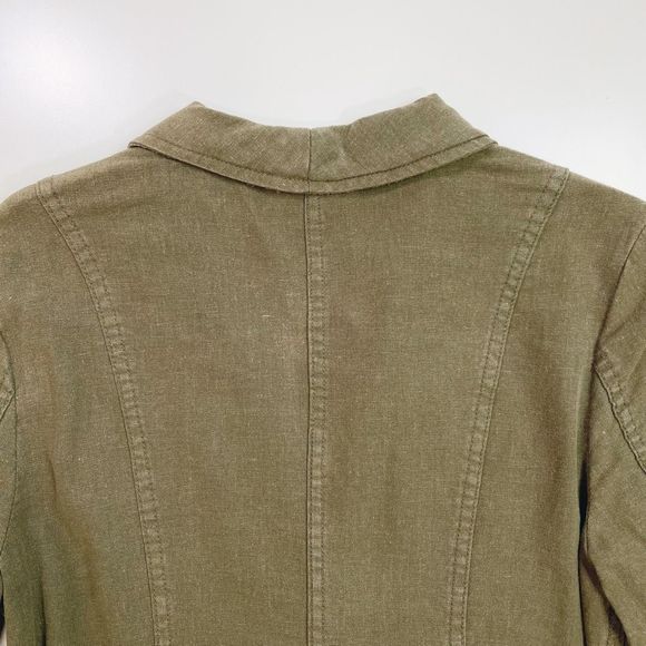 Free People Linen Blazer Shawl Collar Button Front Moss Khaki Green S NWT - Picture 4 of 10